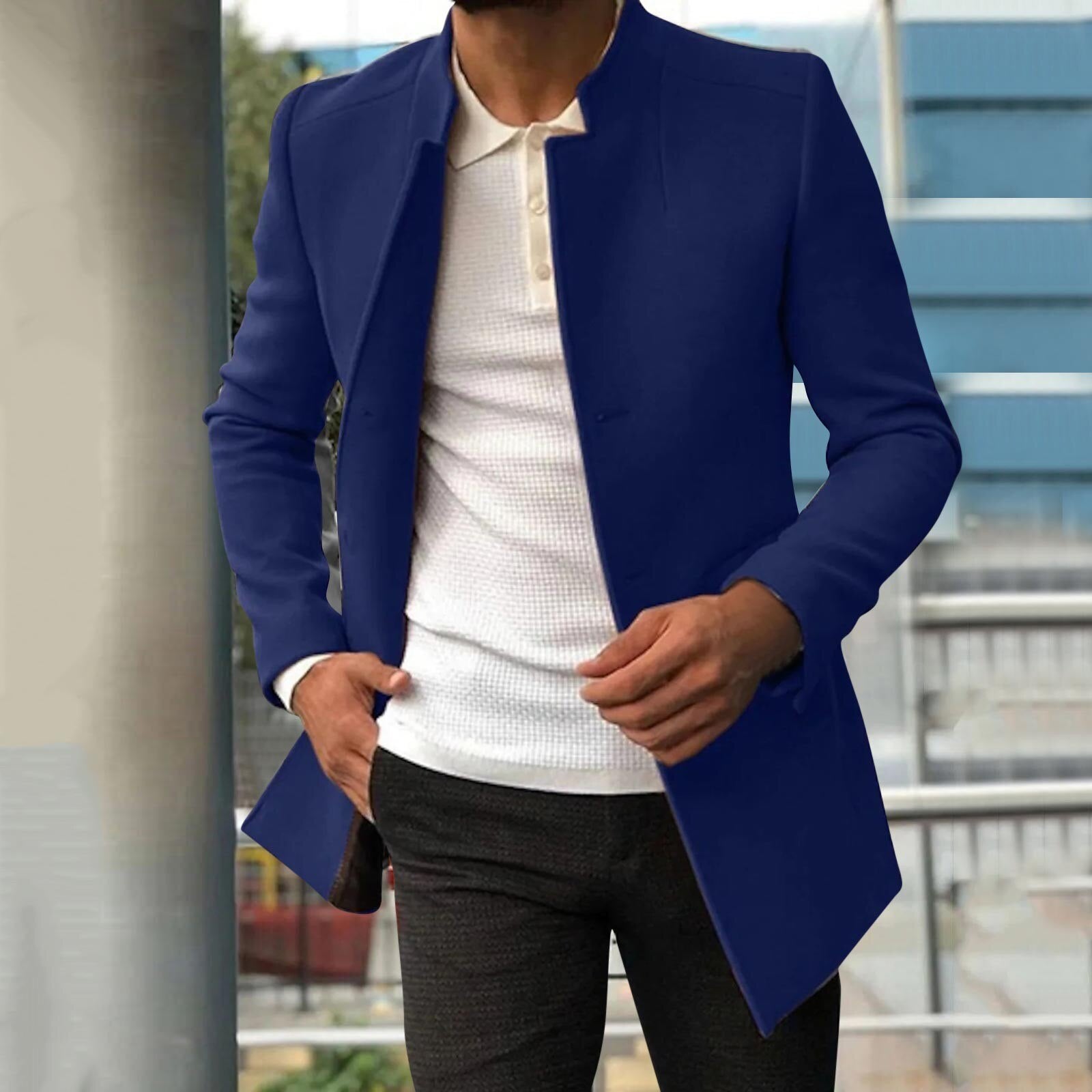 Harald Men's Modern Blue Jacket Front View