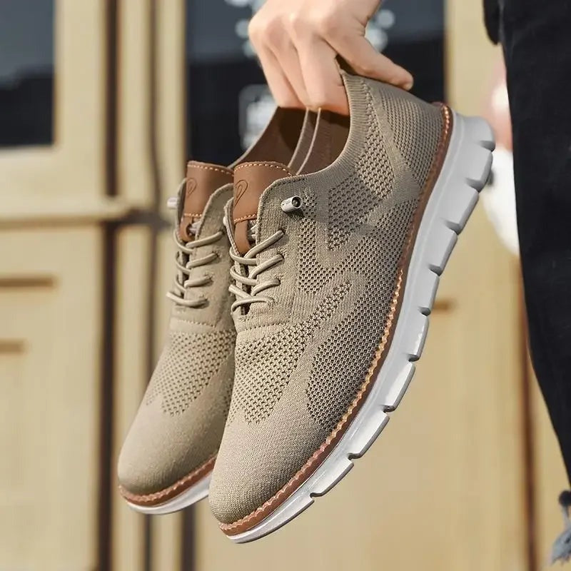 Men's Knit Oxford Shoe in Beige